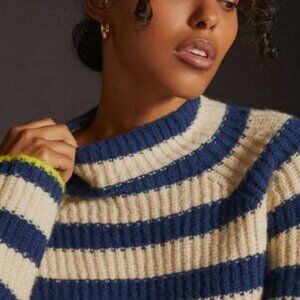 Maeve Mock Neck Striped Sweater